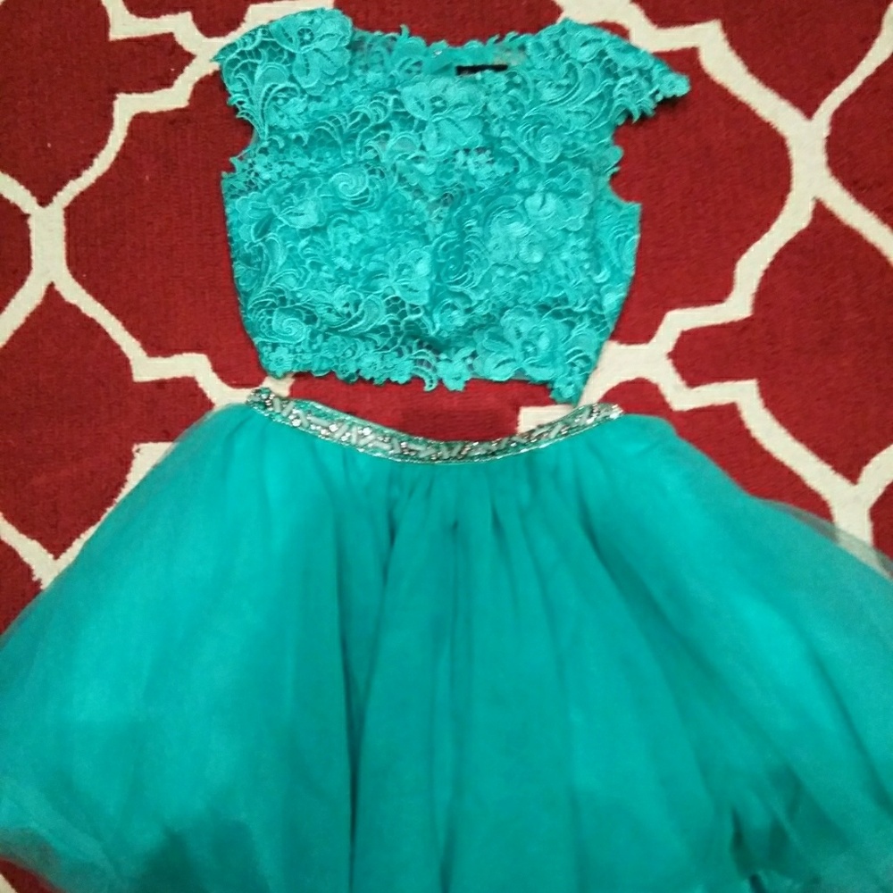 Dave & Johnny 2 piece teal dress